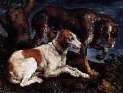 Follower of Jacopo da Ponte Two Hounds Sweden oil painting artist